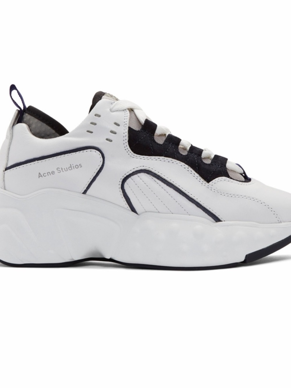 Acne Studios Navy and White Lace-Up Sneakers